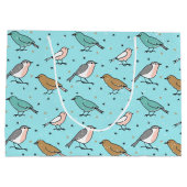 Van vogels en Blauwgroen kerstpatronen Groot Cadeauzakje (Achterkant)