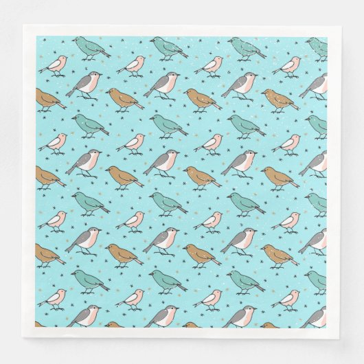 Van vogels en Blauwgroen kerstpatronen Servet (Voorkant)