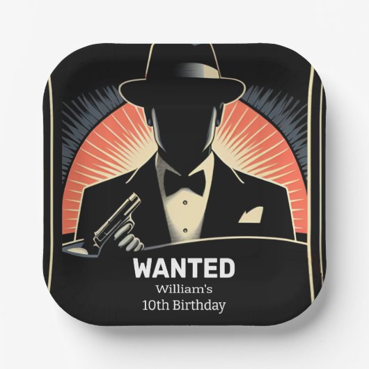 Van Volwassen kinder 90s Jongen Retro Maffia 10e V Papieren Bordje (Voorkant)