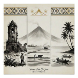 Van Vuur naar Zee-Bicol Filipijnen Sumi-e Perfect Poster