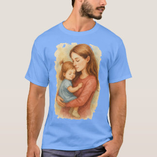 van Watercolor Moeder en Kind Illustratieender F T-shirt