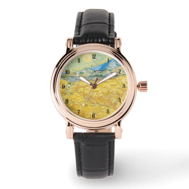 Van Wheat Field Art Lover Gift & Cultuur Tijdstuk Horloge (Voorkant)