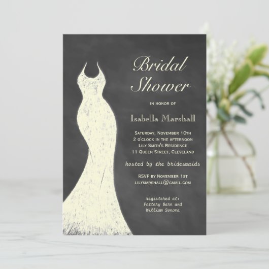 Van White Chalkboard Bridal Shower Uitnodiging (Staand voorkant)