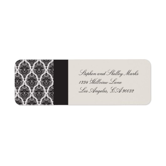 Van White en Black Damask Wedding Labels-2 Etiket (Voorkant)