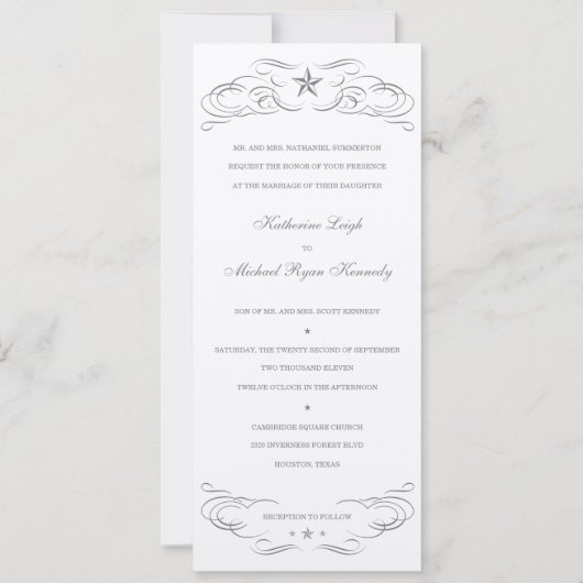 Van White Felt Paper Lone Star Wedding Invitations Kaart (Voorkant)