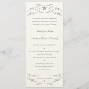 Van White Felt Paper Lone Star Wedding Invitations Kaart