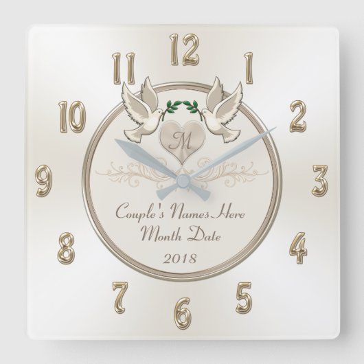Van White Personalised Huwelijkscadeaus Wedding Cl Vierkante Klok (Voorkant)