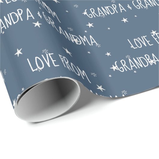 Van White Stars van opa & Grandma Wrapping Paper Cadeaupapier (Rol Hoek)