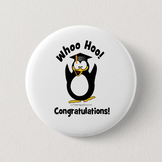 van wie hoo feliciteert afstuderen penguin ronde button 5,7 cm (Voorkant)