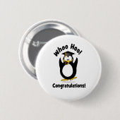 van wie hoo feliciteert afstuderen penguin ronde button 5,7 cm (Voorkant /achterkant)