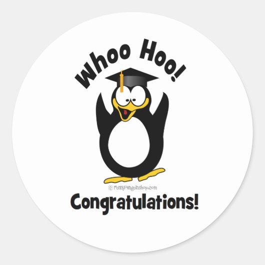 van wie hoo feliciteert afstuderen penguin ronde sticker (Voorkant)