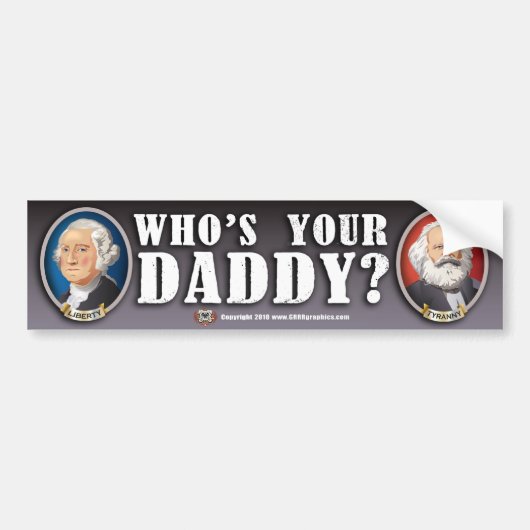 Van wie is je papa? Bumpersticker (Voorkant)