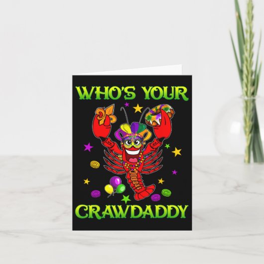 Van wie je Crawdad Crawfish Jester Beads Funny Ma Kaart (Voorkant)