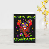 Van wie je Crawdad Crawfish Jester Beads Funny Ma Kaart (Gele Bloem)