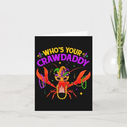 Van wie je Crawdad Crawfish Jester Beads Funny Ma Kaart (Voorkant)