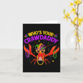 Van wie je Crawdad Crawfish Jester Beads Funny Ma Kaart (Gele Bloem)