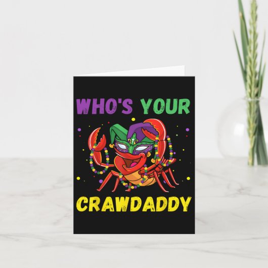 Van wie je Crawdad Crawfish Jester Beads Funny Ma Kaart (Voorkant)