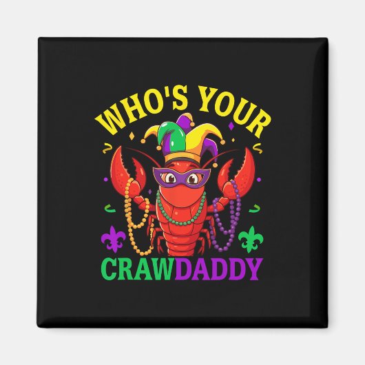 Van wie je Crawdad Crawfish Jester Beads Funny Ma Magneet (Voorkant)