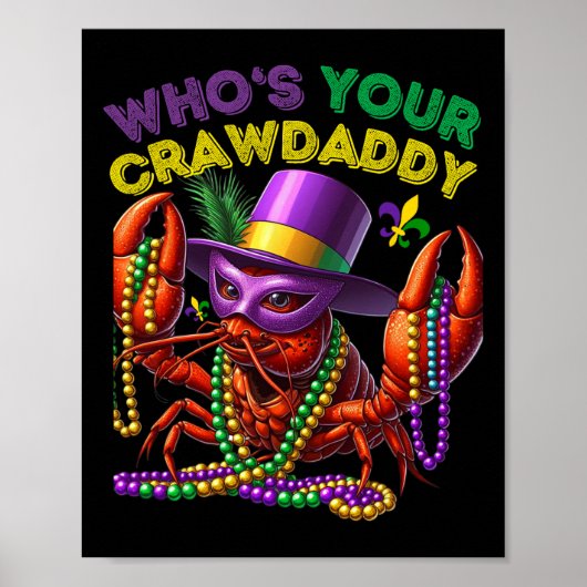 Van wie je Crawdad Crawfish Jester Beads Funny Ma Poster (Voorkant)