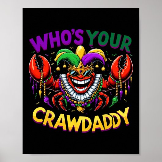 Van wie je Crawdad Crawfish Jester Beads Funny Ma Poster (Voorkant)