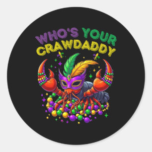 Van wie je Crawdad Crawfish Jester Beads Funny Ma Ronde Sticker