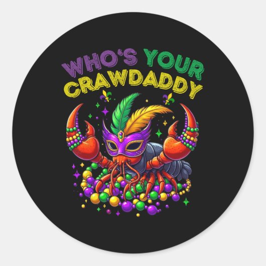 Van wie je Crawdad Crawfish Jester Beads Funny Ma Ronde Sticker (Voorkant)