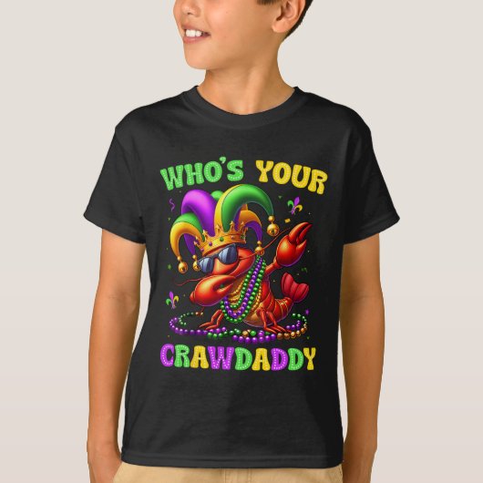 Van wie je Crawdad Crawfish Jester Beads Funny Ma T-shirt (Voorkant)
