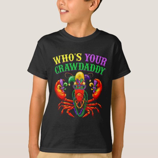 Van wie je Crawdad Crawfish Jester Beads Funny Ma T-shirt (Voorkant)