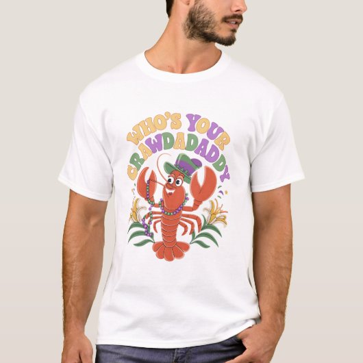 Van wie je Crawdad Crawfish Jester Beads Funny Ma T-shirt (Voorkant)