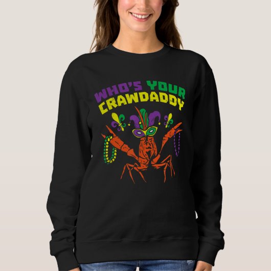 Van wie je Crawdad Crawfish Jester Beads Funny Ma Trui (Voorkant)
