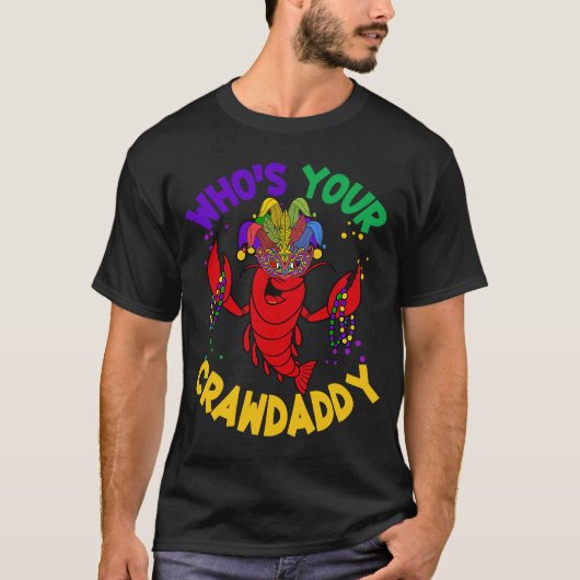 Van wie je Crawdad Crawfish Jester Beads Mardi G T-shirt (Voorkant)