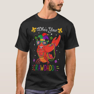 Van wie je Crawdad Crawfish Jester Beads Mardi G T-shirt