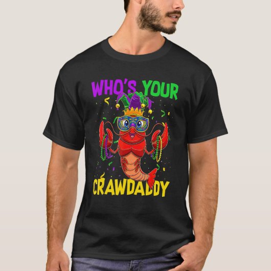 Van wie je Crawdad kruipt Jester Beads Mardi Gr T-shirt (Voorkant)