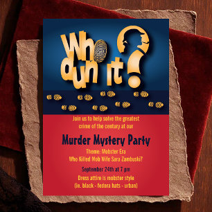 Van wie? Murder Mystery Party Invitation Kaart