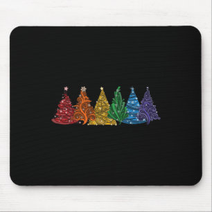 Van Zes LHBTQ Pride Regenboog Kerstbomen Vector Muismat