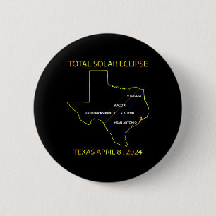 Van Zonsverduistering 2024 Interactieve Kaart Texa Ronde Button 5,7 Cm