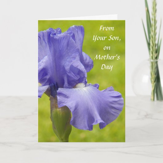 Van zoon paarse iris bloem Moederdag Kaart (Voorkant)