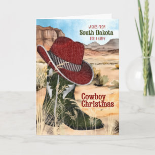 van Zuid-Dakota Cowboy Kerstmis Western Laars Feestdagen Kaart