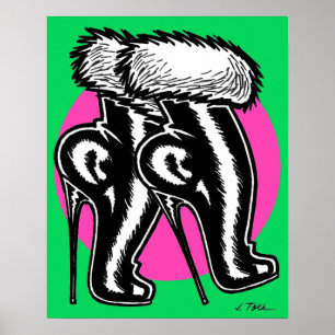 Vana DeVinyl™/Fun-Fur, hoge hakken laarzen Poster