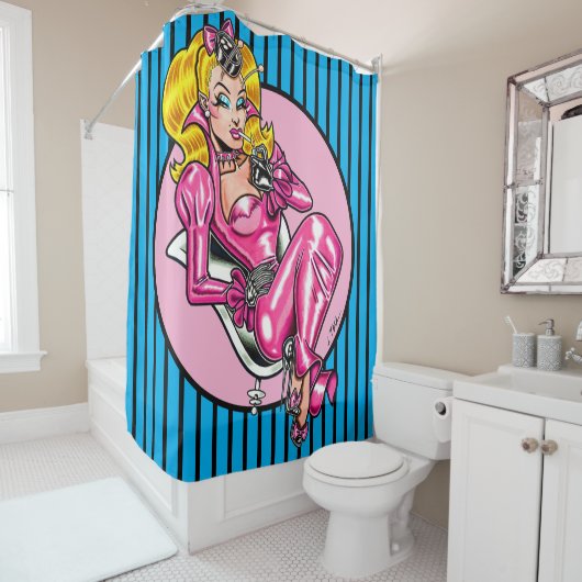 Vana DeVinyl™ / in roze rubber Douchegordijn (In situ)