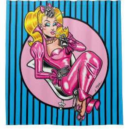 Vana DeVinyl™ /  in roze rubber Douchegordijn