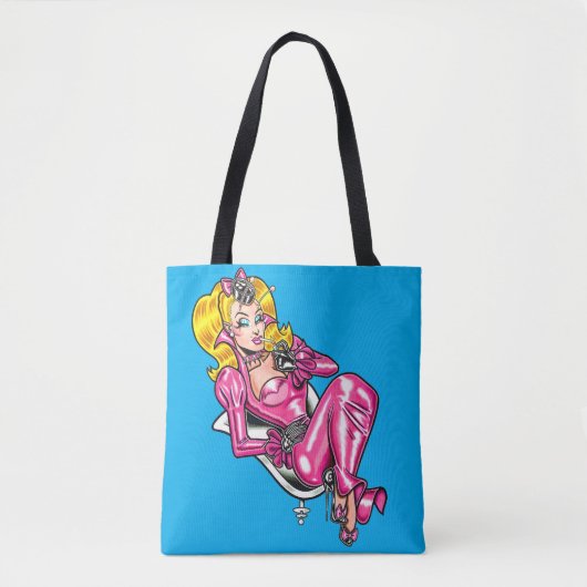 Vana DeVinyl™ /  in roze rubber Tote Bag (Voorkant)