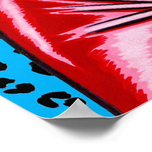 Vana DeVinyl™/Red Vinyl Dress/Blue Leopard Poster (Hoek)