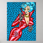 Vana DeVinyl™/Red Vinyl Dress/Blue Leopard Poster (Voorkant)