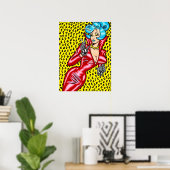 Vana DeVinyl™/Red Vinyl Dress/Yellow Leopard Poster (Thuiskantoor)