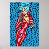 Vana DeVinyl™/Rood Vinyl Jurk/Blauw Poster (Voorkant)