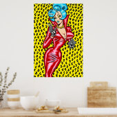 Vana DeVinyl™/Rood Vinyl Jurk Poster (Keuken)