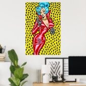 Vana DeVinyl™/Rood Vinyl Jurk Poster (Thuiskantoor)