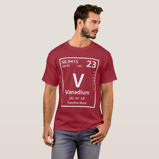 Vanadium element (wit) t-shirt (Voorkant volledig)