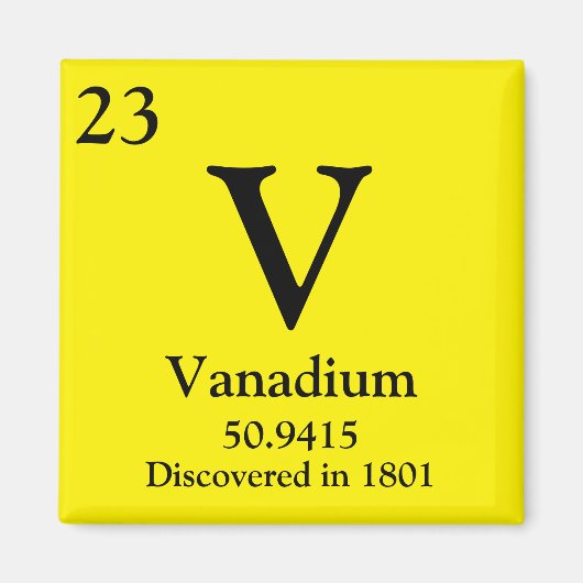 Vanadium Periodiek Tafel Magneet (Voorkant)